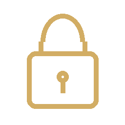 Gold line-art padlock representing client confidentiality and secure document handling